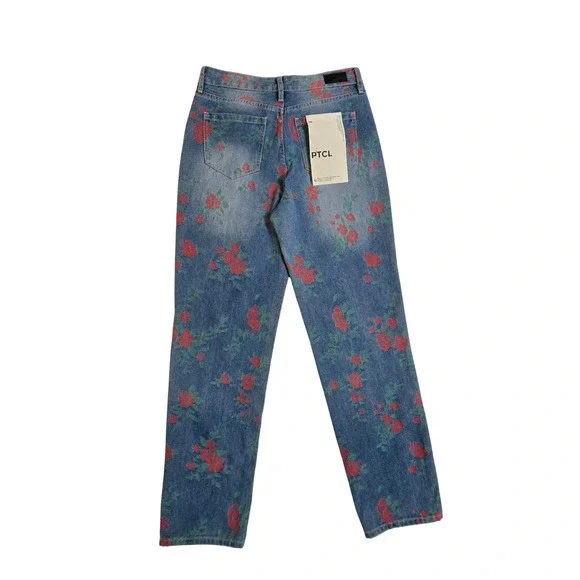 PTCL Floral Jacquard Straight Leg Jeans Size 28 NWT - Picture 5 of 9